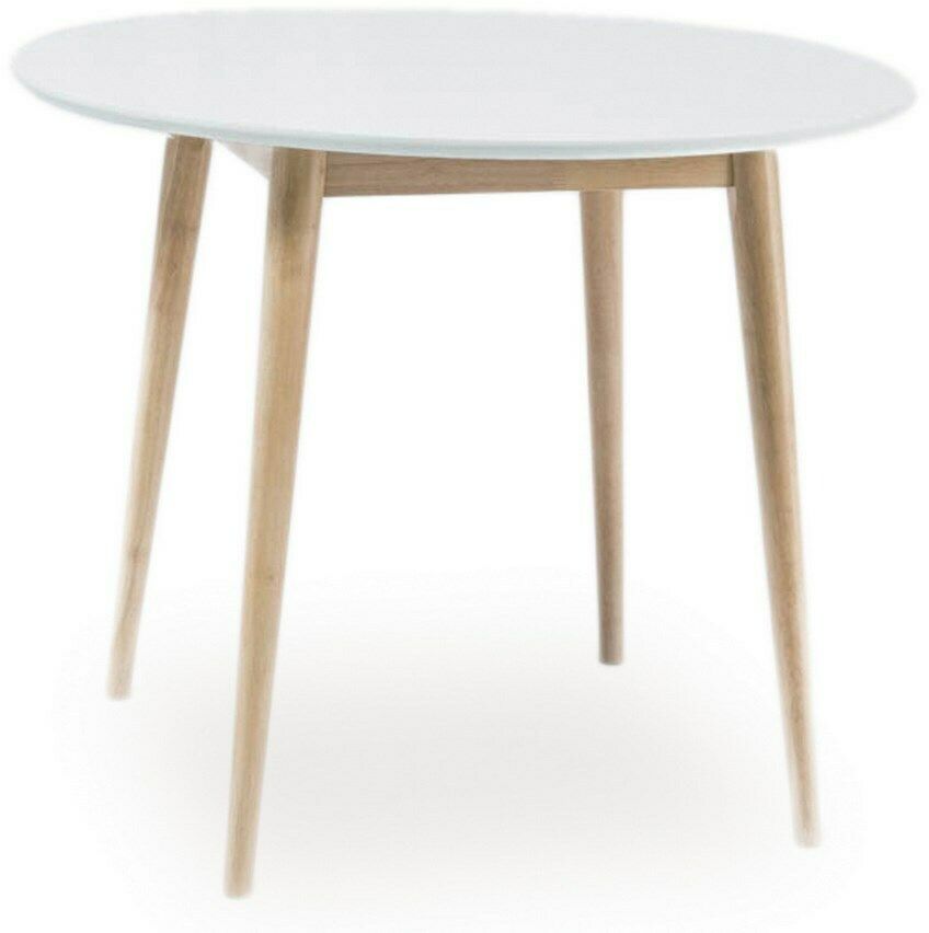 CASARREDO Jedálenský stôl okrúhly LARSON 90x90 cm biela/dub bielený